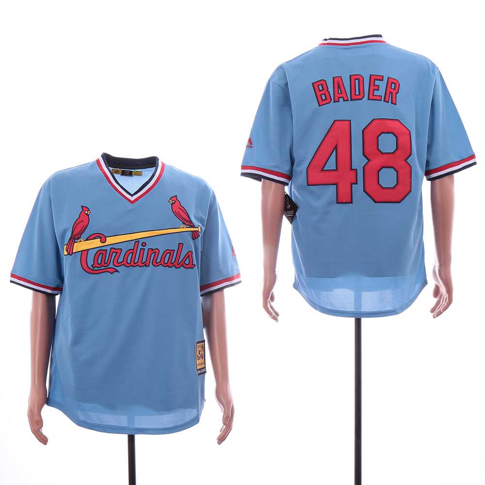 Cardinals 48 Harrison Bader Light Blue Throwback Cool Base Jersey Sguo,We sell and wholesale Cardinals 48 Harrison Bader Light Blue Throwback Cool Base Jersey Sguo on line form chian!